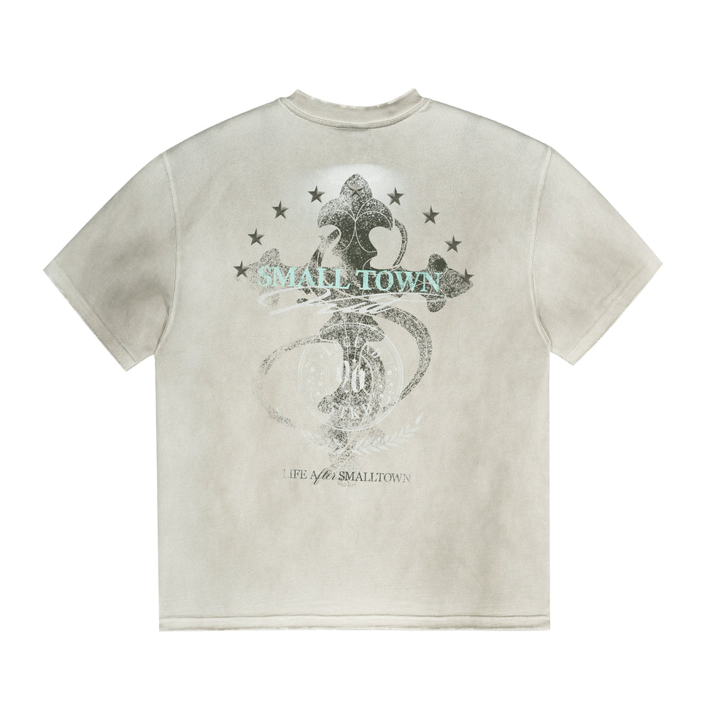 Small Town Kid Dirty Washed Star Cross Tee | Face 3 Face