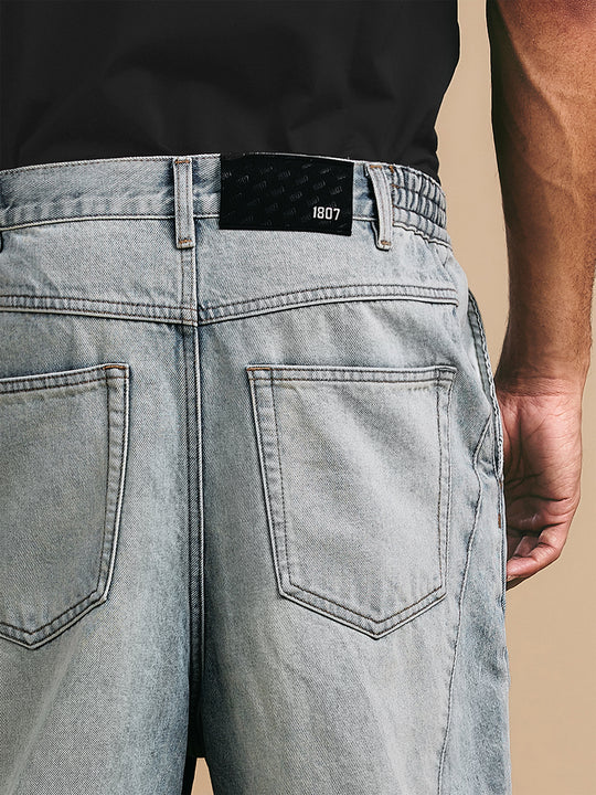 1807 Curved Stitching Washed Jeans | Face 3 Face