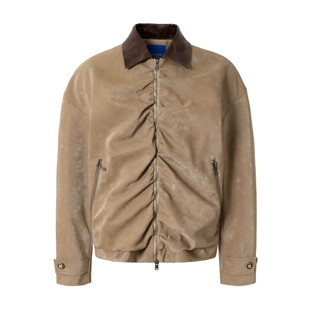 YADcrew Pleated Front Velvet PU Leather Jacket | Face 3 Face