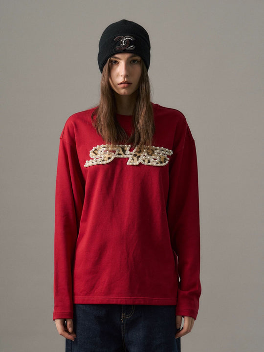 S45 Leopard Patch Pearl Logo Long Sleeve Tee | Face 3 Face