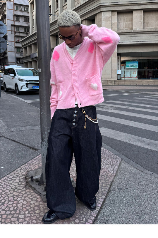 STEEPC Card Suits Wool Blend Knit Cardigan | Face 3 Face