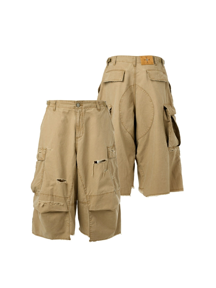 STEEPC Washed Distressed Baggy Multi Pocket Work Shorts | Face 3 Face