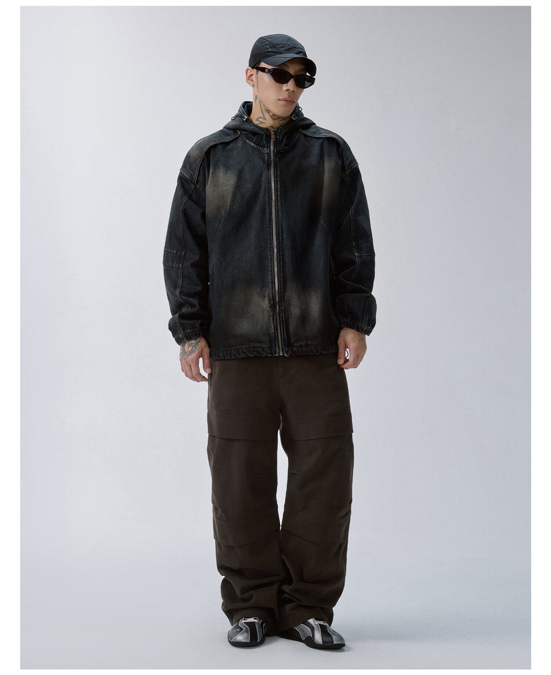 F2CE Reworked Patch Hooded Denim Jacket | Face 3 Face