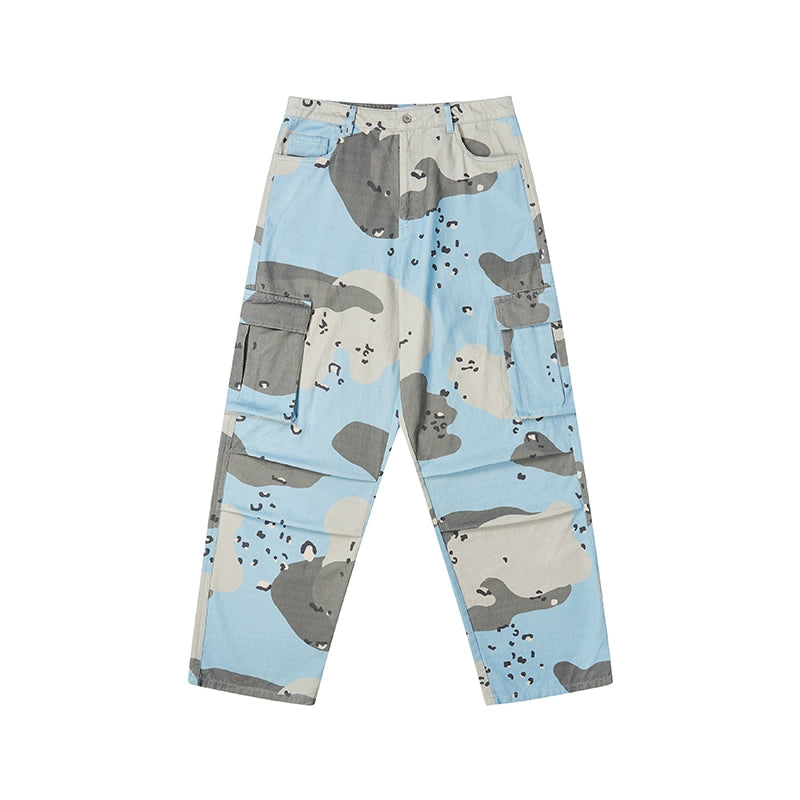 EMPTY REFERENCE Blue Camouflage Work Cargo Pants | Face 3 Face