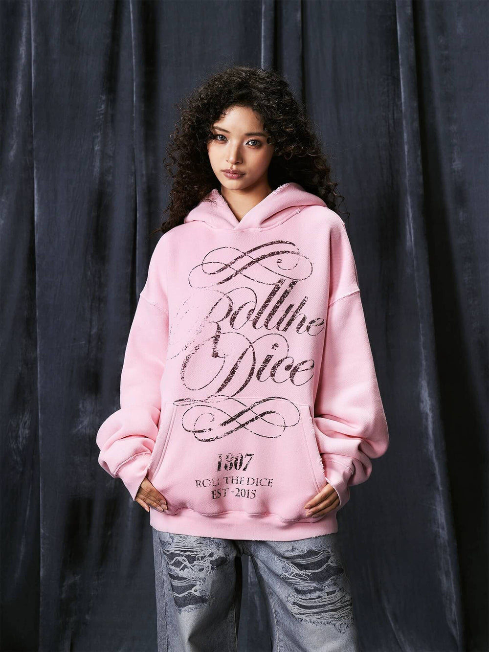 1807 ROLLTHEDICE Vintage Printed Distressed Hoodie | Face 3 Face