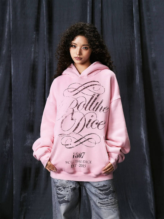 1807 ROLLTHEDICE Vintage Printed Distressed Hoodie | Face 3 Face