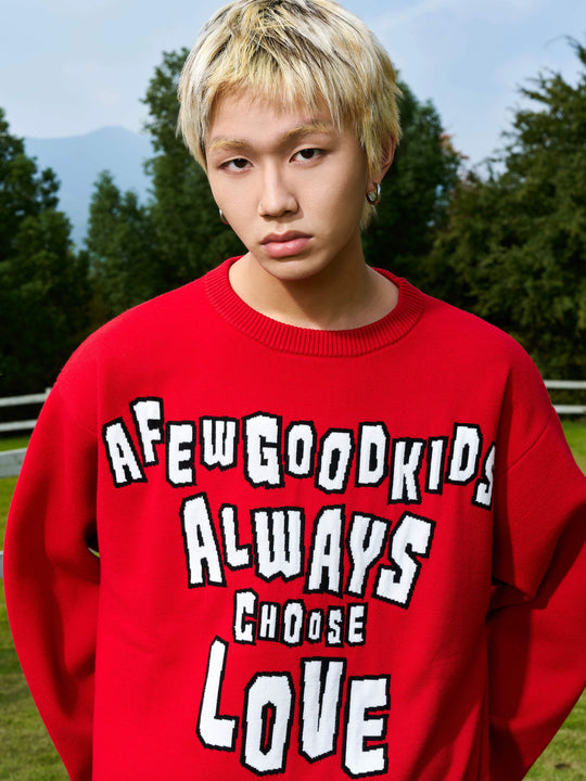 AFGK Slogan Letters Knit Sweater | Face 3 Face