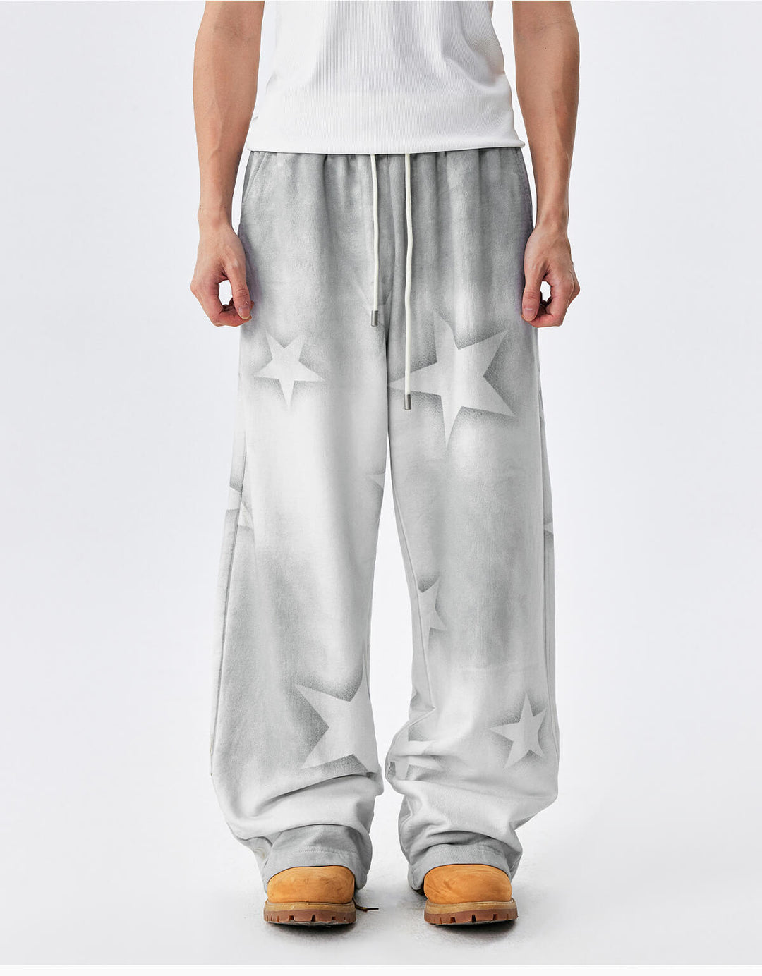 MEDM All Over Star Print Washed Sweatpants | Face 3 Face