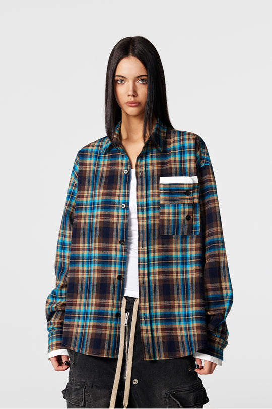 Achock Design Pocket Plaid Long Sleeved Shirt | Face 3 Face