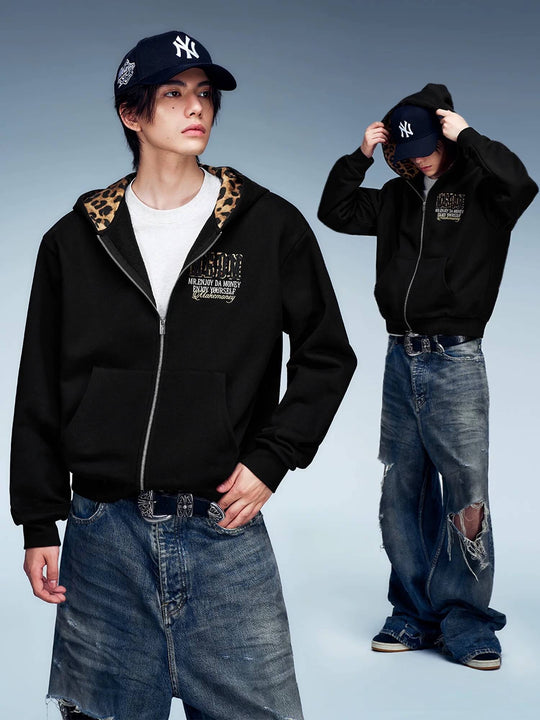 MEDM Contrast Hood Lining Zip Up Hoodie | Face 3 Face