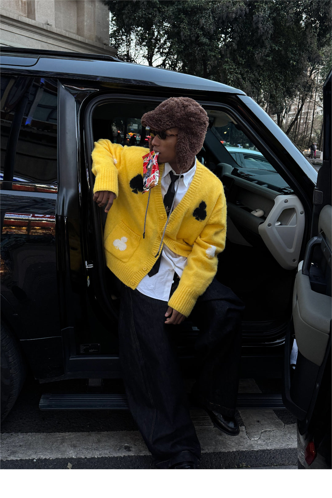 STEEPC Card Suits Wool Blend Knit Cardigan | Face 3 Face