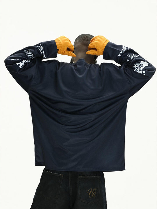 UNTILWERICH Star Print Long Sleeve Mesh Hockey Jersey | Face 3 Face