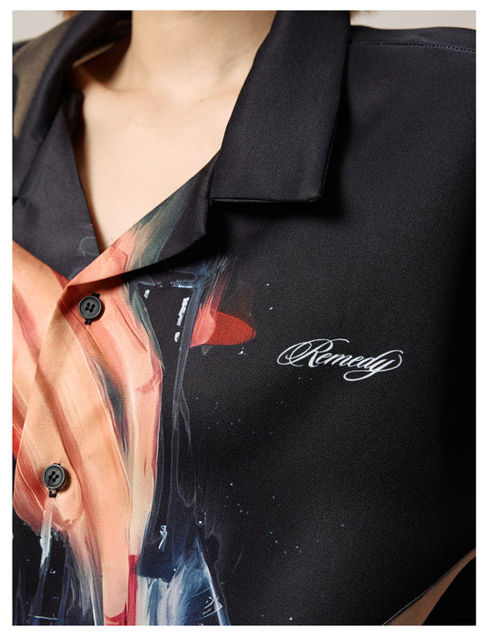 Remedy Finger and Wine Glass Full Print Short Sleeve Cuban Shirt | Face 3 Face