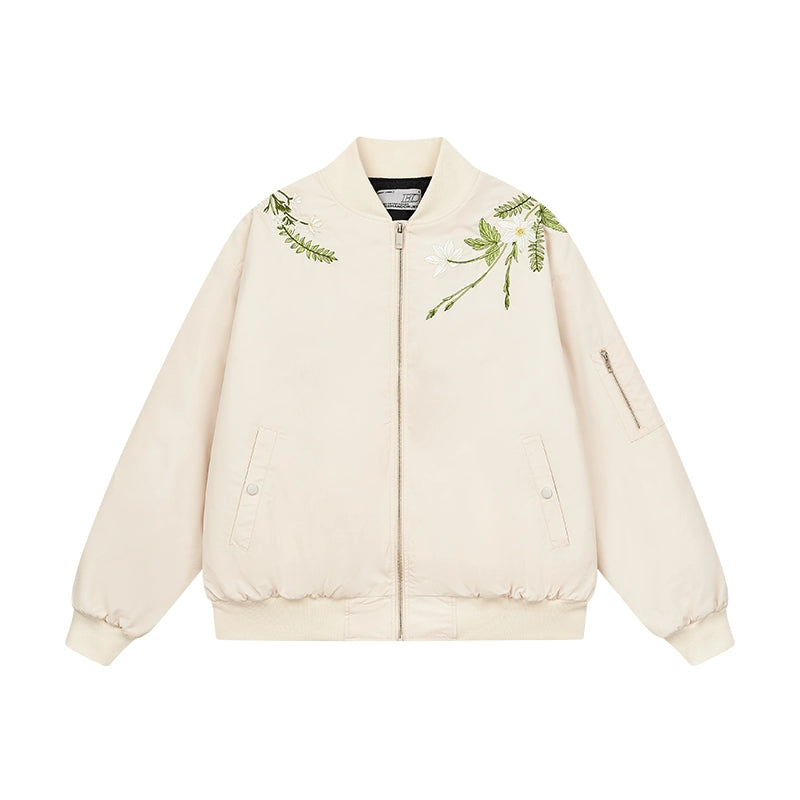 Harsh and Cruel Floral Text Embroidered Bomber Jacket | Face 3 Face