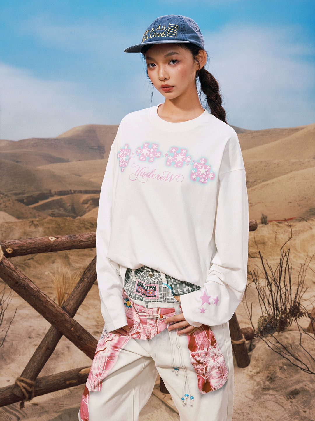 YADcrew Galaxy Star Puzzle Foam Print Long Sleeve Tee | Face 3 Face