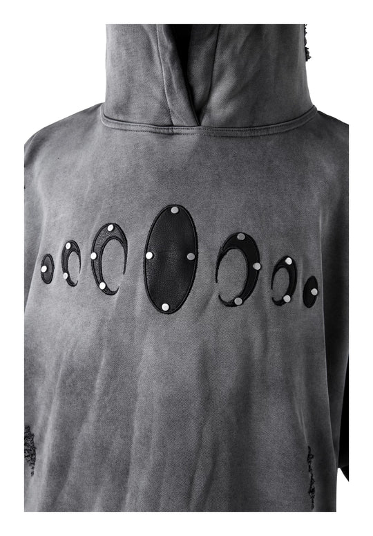 KARMANISTIC Distressed Washed Rivets Hoodie | Face 3 Face
