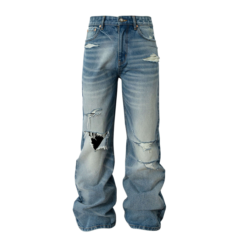 YADcrew Vintage Whiskered Washed Distressed Jeans | Face 3 Face