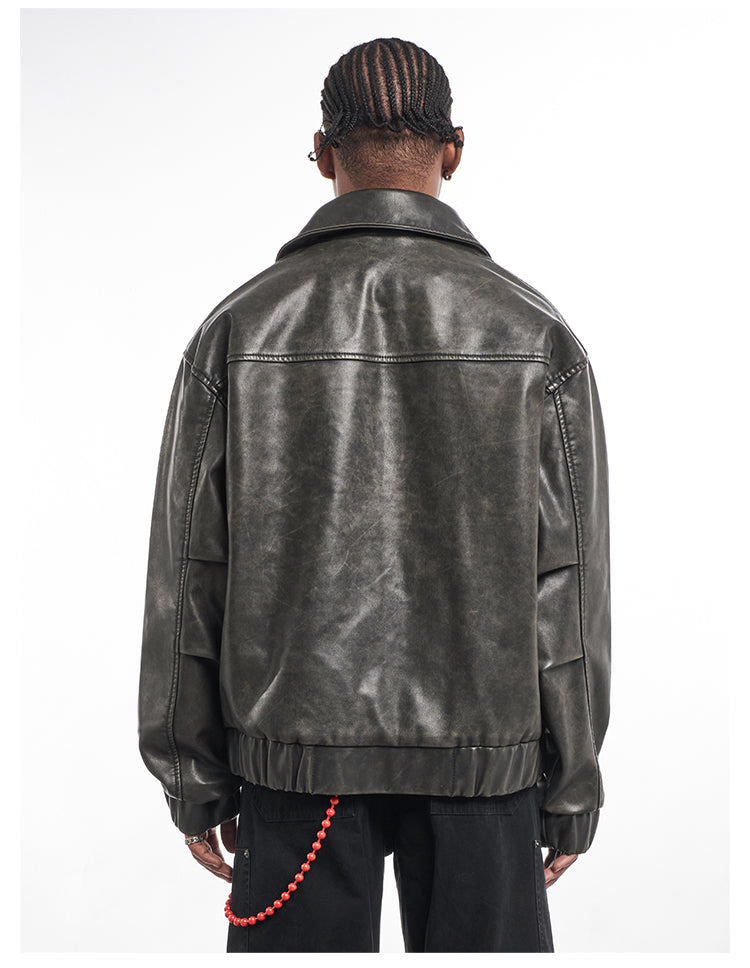 F3F Select Vintage PU Leather Zip Up Jacket | Face 3 Face
