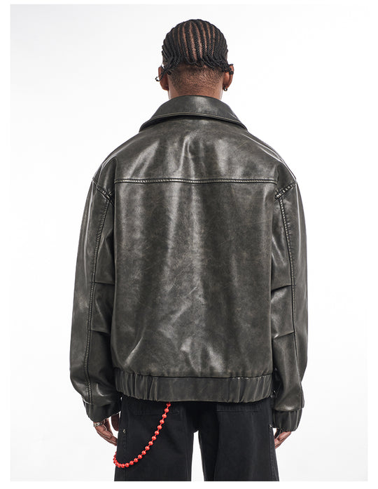 F3F Select Vintage PU Leather Zip Up Jacket | Face 3 Face