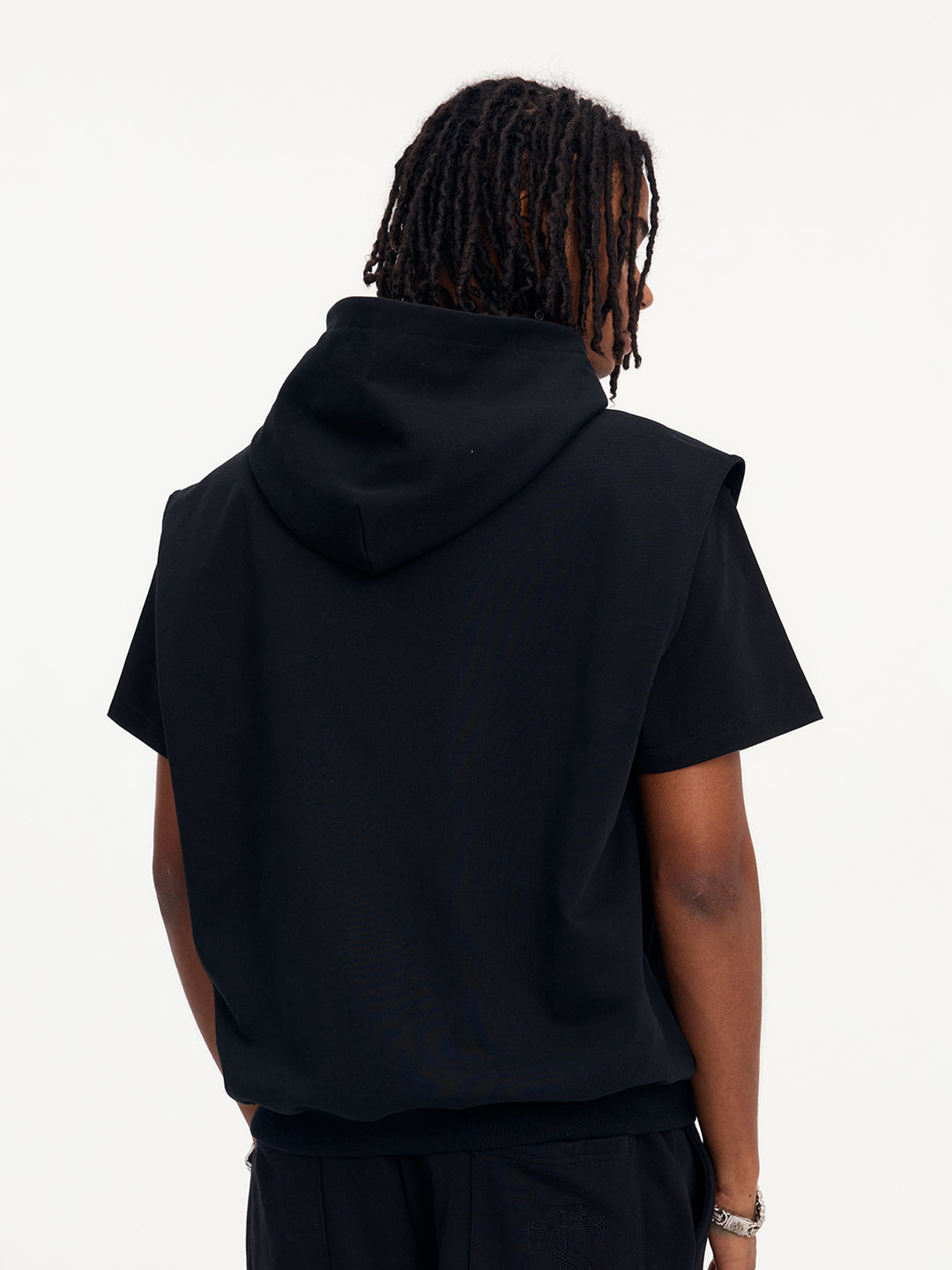 Small Town Kid Basic Embroidered Logo Sleeveless Hoodie | Face 3 Face