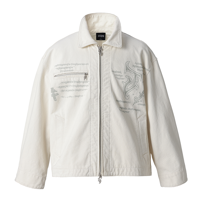 JHYQ Zipper Printed Canvas Work Jacket
