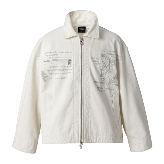 JHYQ Zipper Printed Canvas Work Jacket