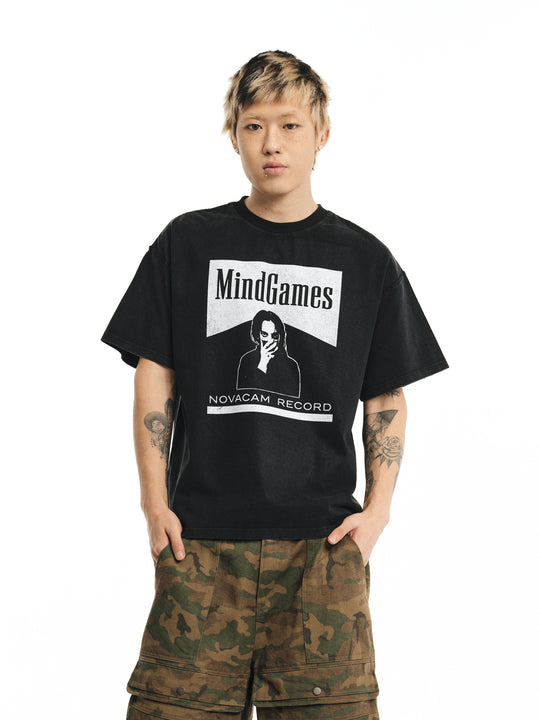 NOVACAM MindGames Vintage Print Washed Backstitch Tee | Face 3 Face