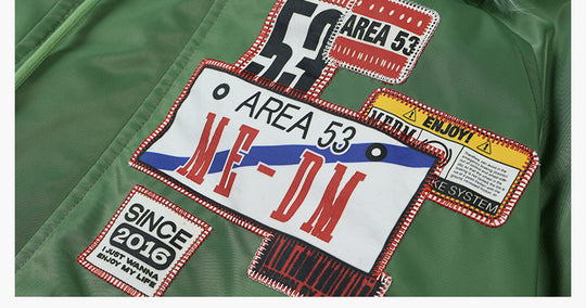 MEDM License Plate Patch Fur-Hooded MA-1 Bomber Jacket | Face 3 Face