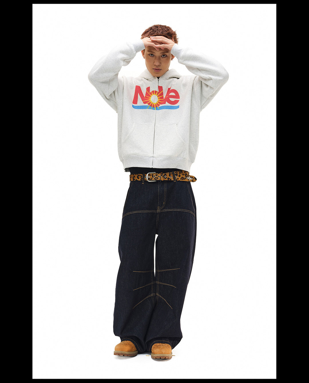 NOVACAM Vintage Monogram Print Zip Up Hoodie | Face 3 Face