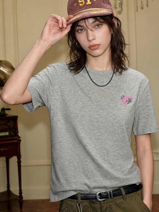 YADcrew Heart Puzzle Logo Print Rhinestone Tee | Face 3 Face
