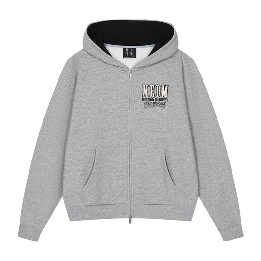 MEDM Contrast Hood Lining Zip Up Hoodie | Face 3 Face
