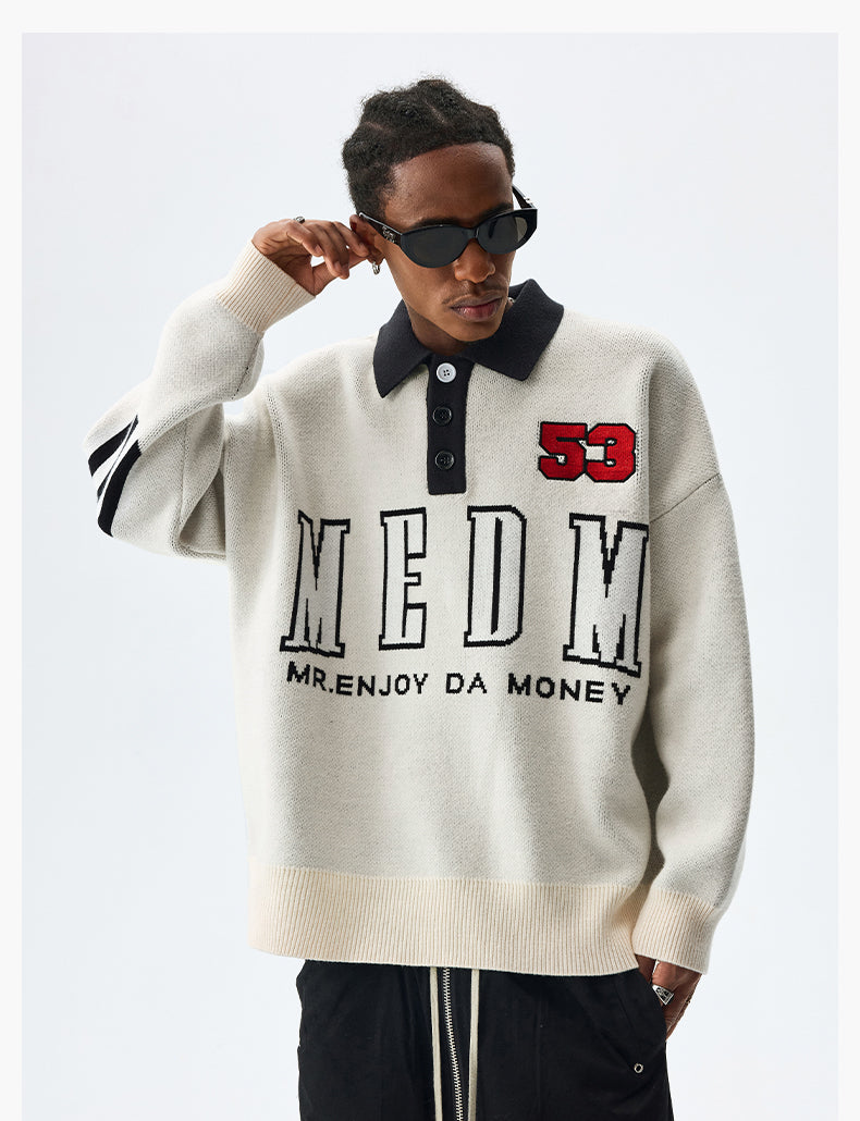 MEDM Patchwork Striped Elbow Knit Sweater | Face 3 Face