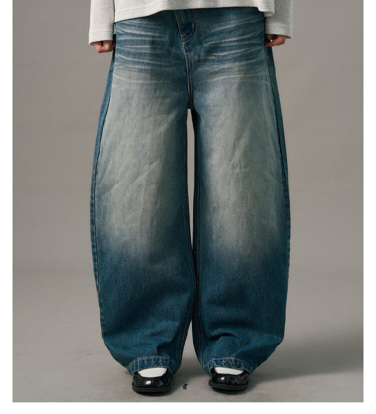 S45 Slanted Panel Curved Washed Jeans | Face 3 Face