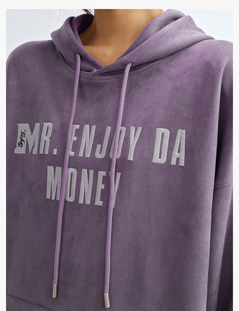 MEDM Basic Letter Logo Suede Hoodie | Face 3 Face