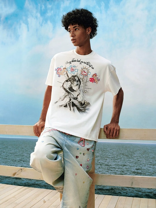 YADcrew Cupid Kiss Pearl Puzzle Graphic Tee | Face 3 Face