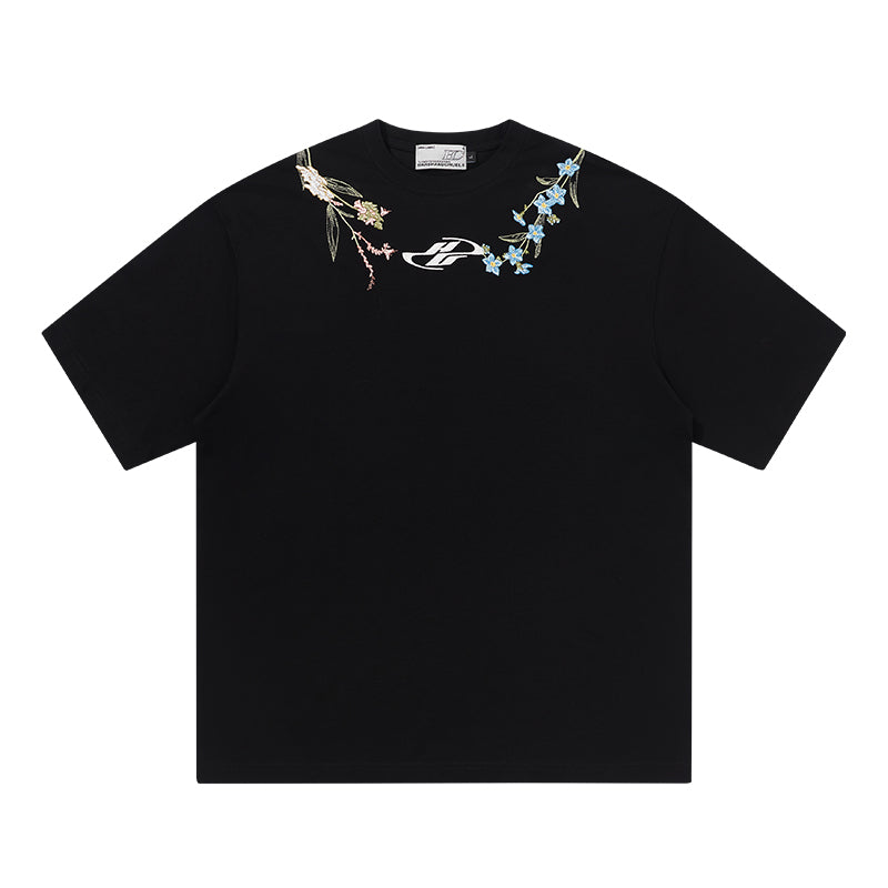 Harsh and Cruel Floral Collar Embroidery Tee