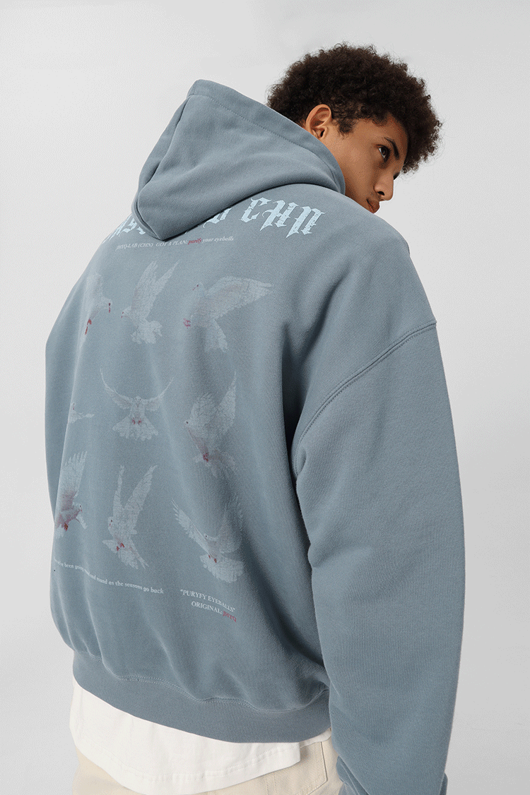 JHYQ White Dove Bubble Print Hoodie