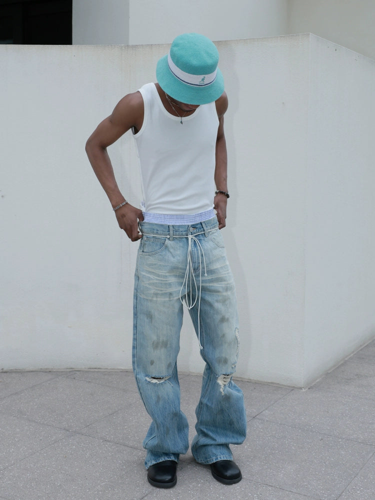 STEEPC Dirty Washed Faded Distressed Jeans | Face 3 Face