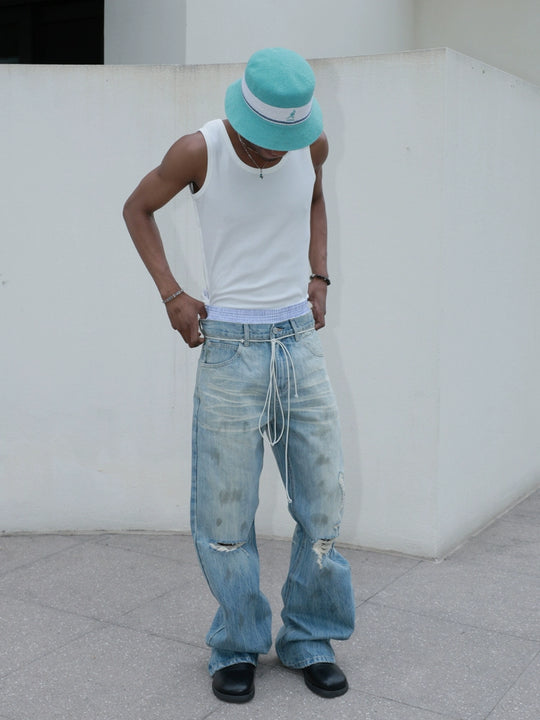STEEPC Dirty Washed Faded Distressed Jeans | Face 3 Face