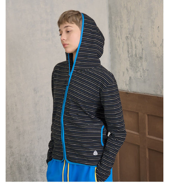 S45 Soft Textured Striped Zip Up Hoodie | Face 3 Face
