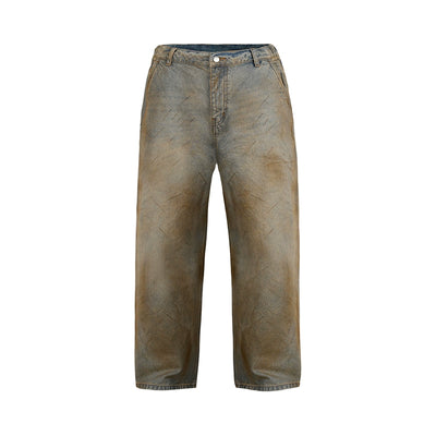 1807 Washed Yellow Spray Vintage Jeans | Face 3 Face