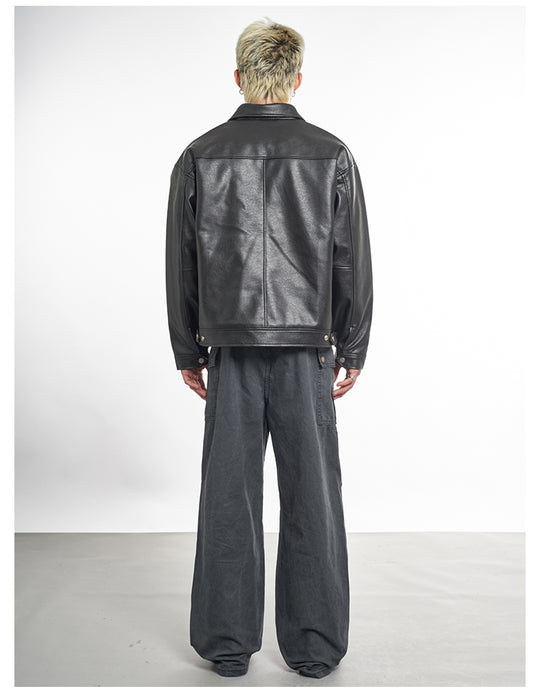 F3F Select Basic PU Leather Motorcycle Jacket | Face 3 Face