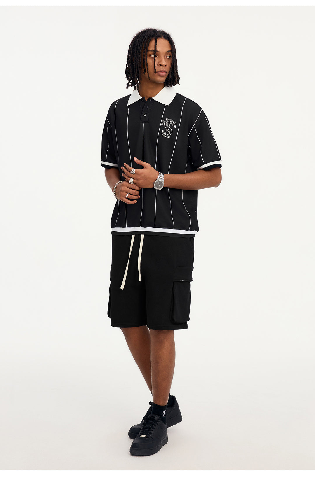 Small Town Kid Pearl Logo Striped Polo Jersey | Face 3 Face