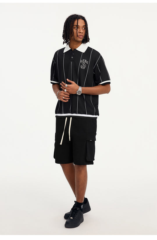 Small Town Kid Pearl Logo Striped Polo Jersey | Face 3 Face