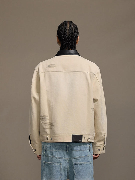 1807 Stitch Embroidered Leather Collar Detroit Jacket | Face 3 Face