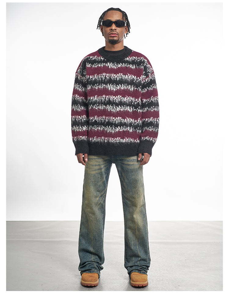 F3F Select Gradient Striped Fuzzy Knit Sweater | Face 3 Face