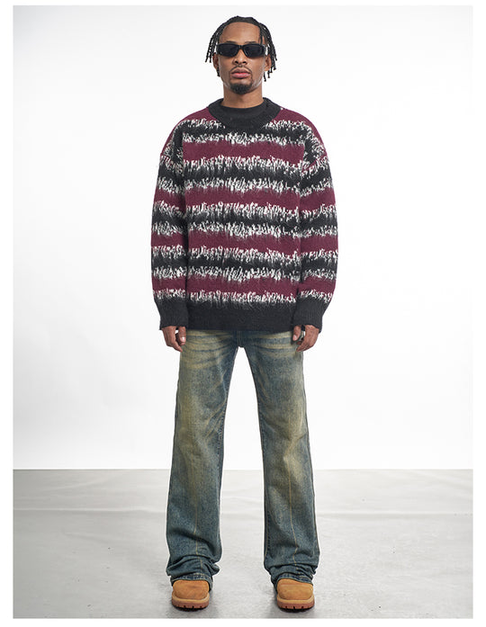 F3F Select Gradient Striped Fuzzy Knit Sweater | Face 3 Face