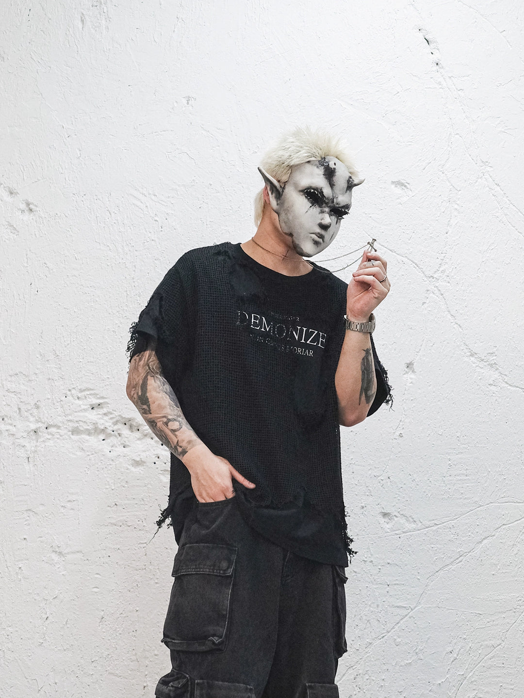 UNDERWATER Ruined Mesh Distressed Layered Tee | Face 3 Face