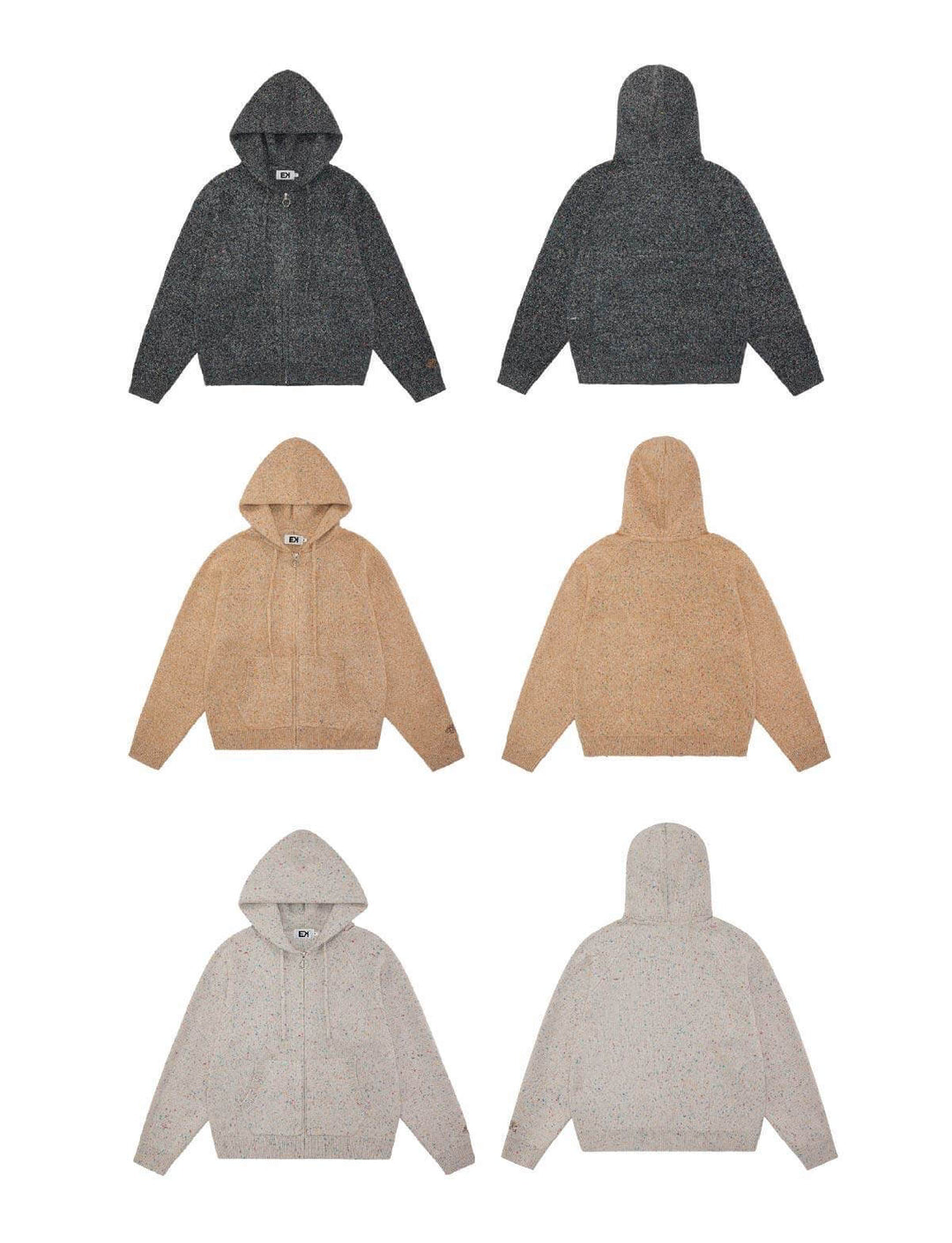 EVILKNIGHT(EK) Speckled Knit Zip Up Hoodie