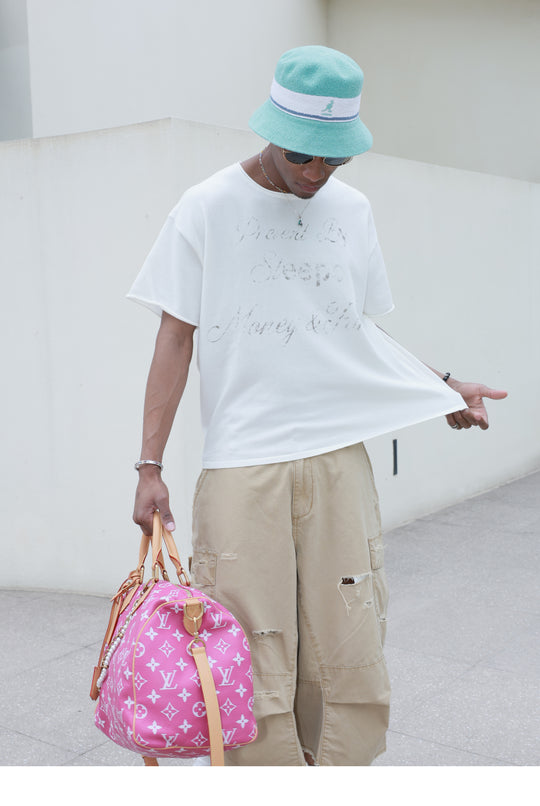 STEEPC Contrast Old Print Boxy Knit Tee | Face 3 Face